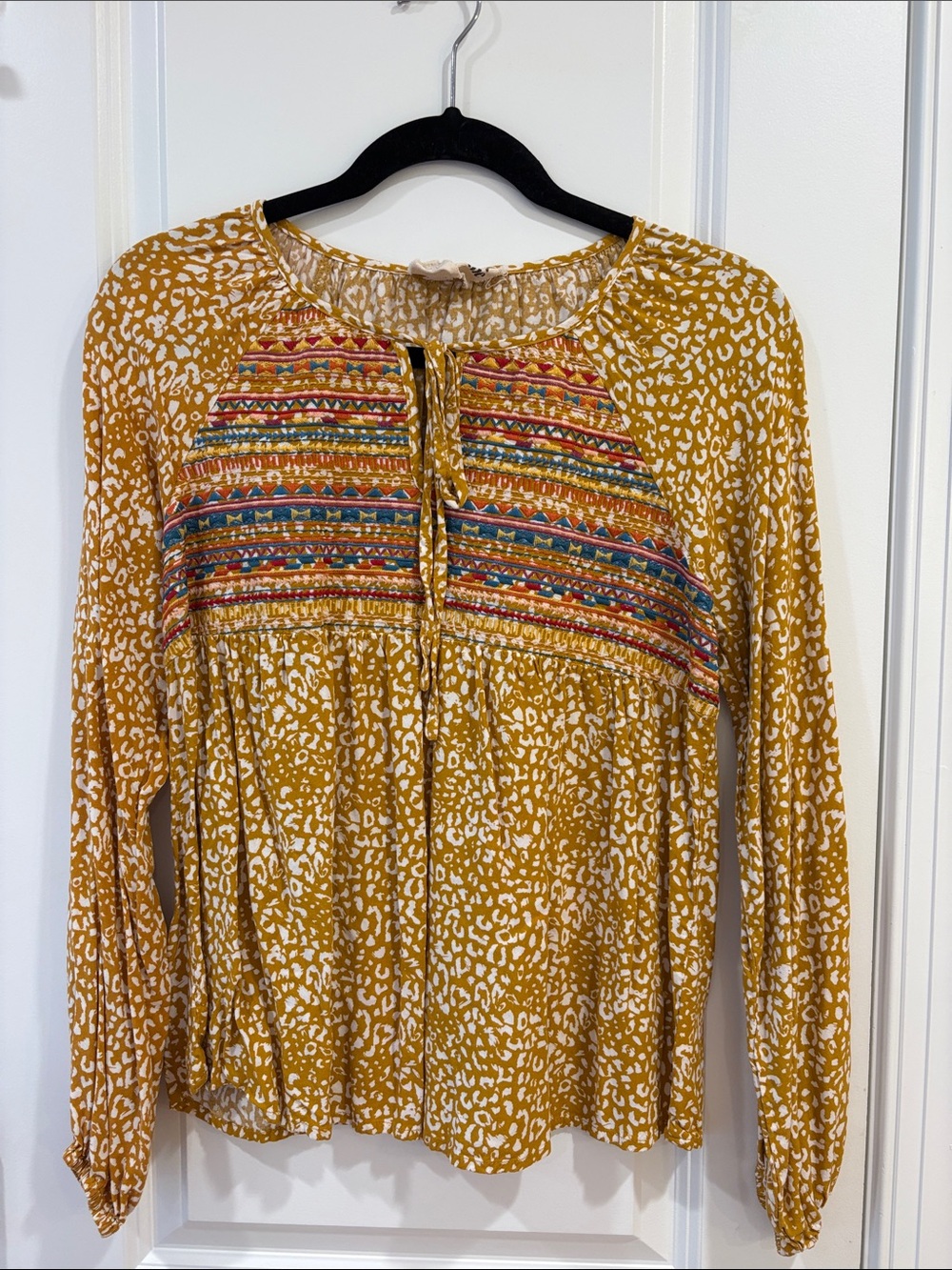 Savanna Jane Mustard Yellow Embroidered Boho Tunic